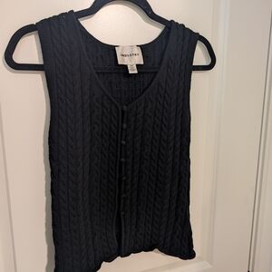 Black Cable Knit Women's Blouse